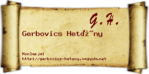 Gerbovics Hetény névjegykártya